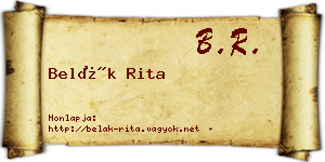 Belák Rita névjegykártya