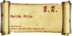 Belák Rita névjegykártya